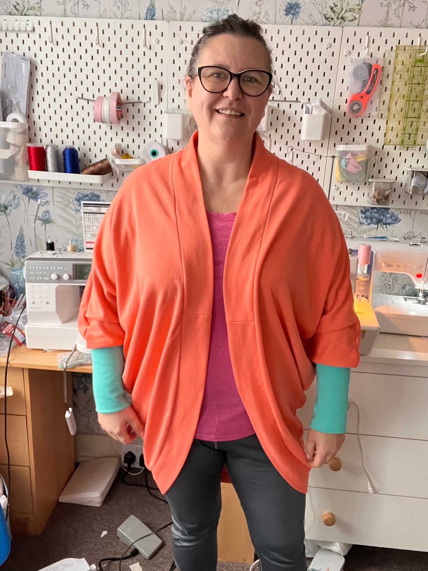 Two-Tone Handmade Wrap Cardigan - Size UK 14-16 - HandmadeSewingAnna's