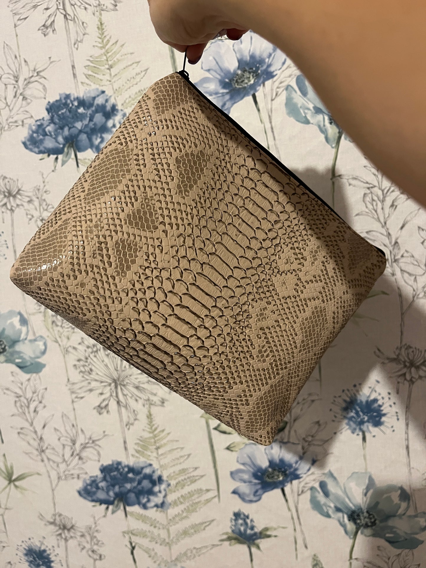 Gold Cosmetic Bag - Snake Skin Print Design