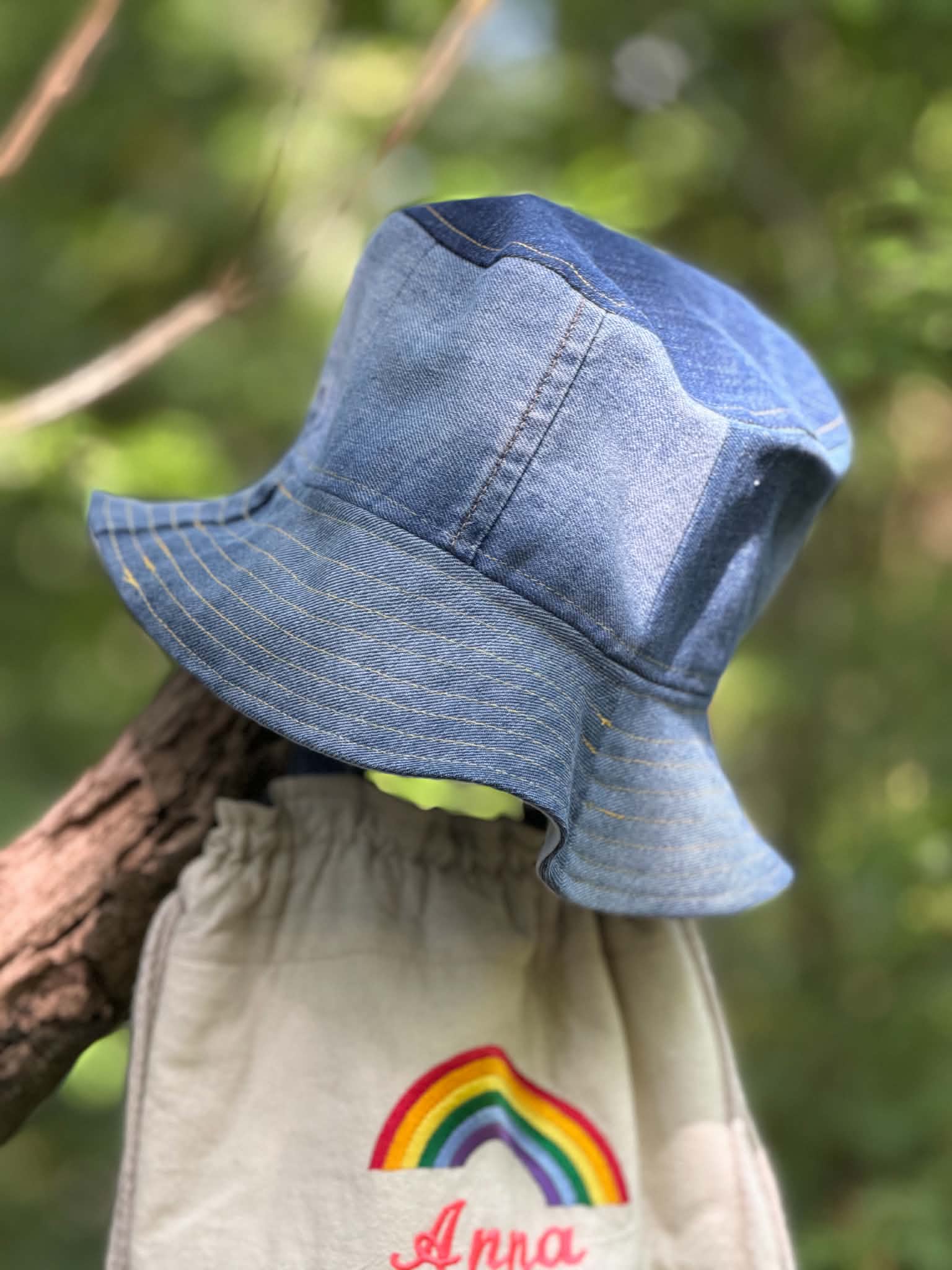 Handmade Upcycled Denim Bucket Hat — Size M - HandmadeSewingAnna's
