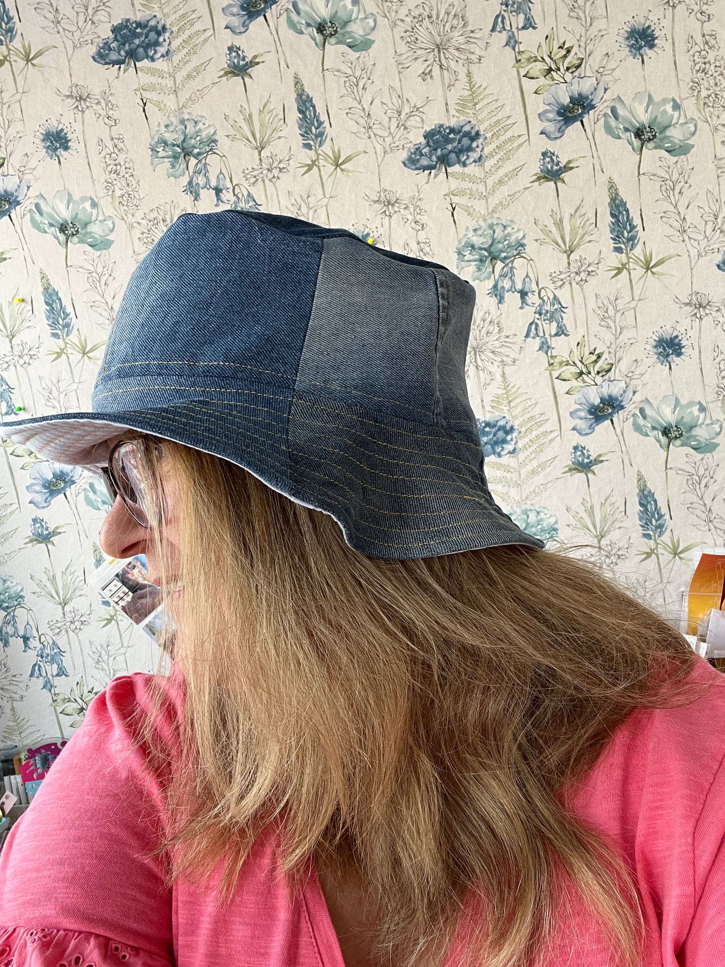 Handmade Upcycled Denim Bucket Hat — Size M - HandmadeSewingAnna's