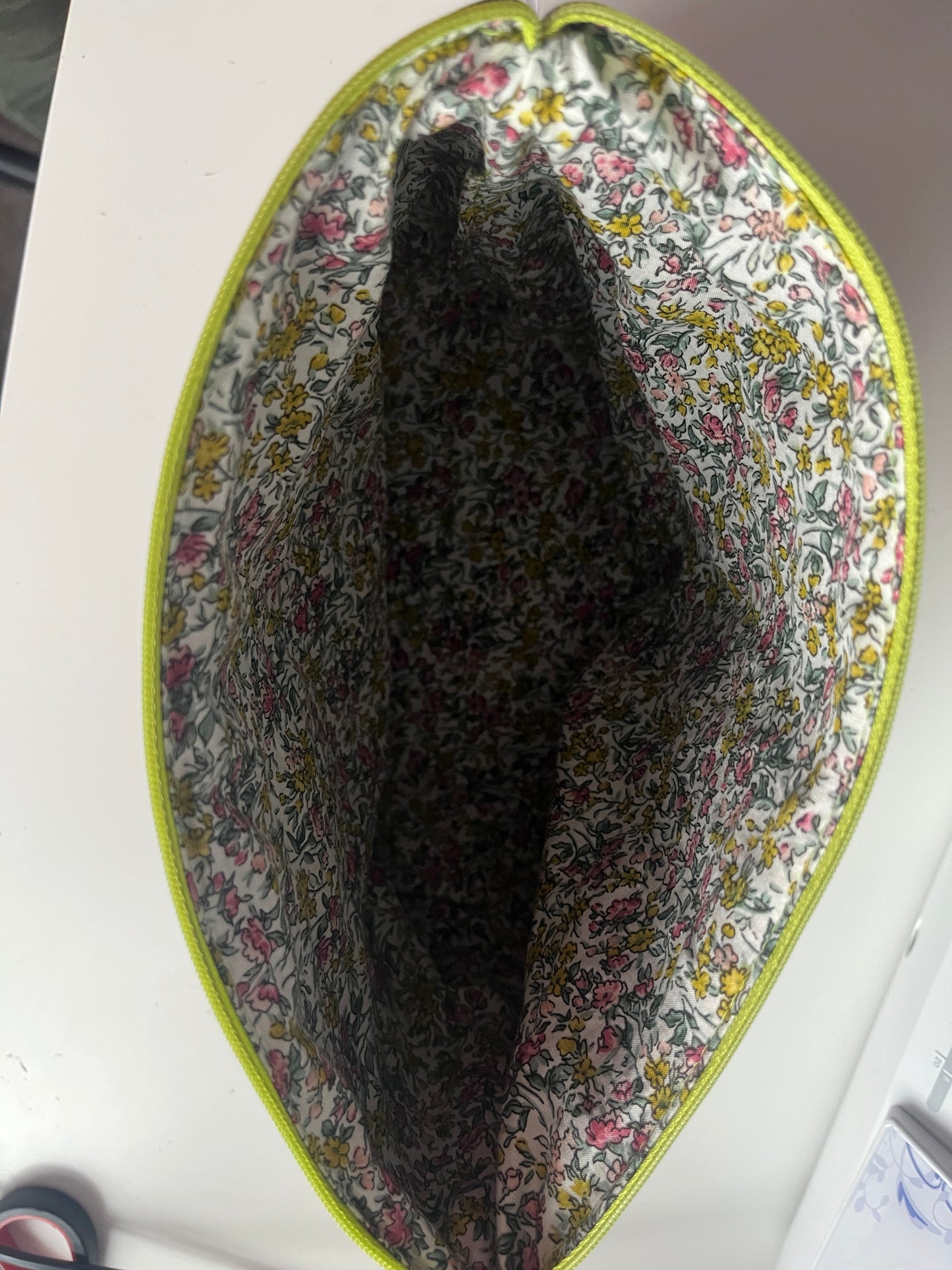 Black Cosmetic Bag with Hummingbird Embroidery - Handmade Faux Leather - HandmadeSewingAnna's