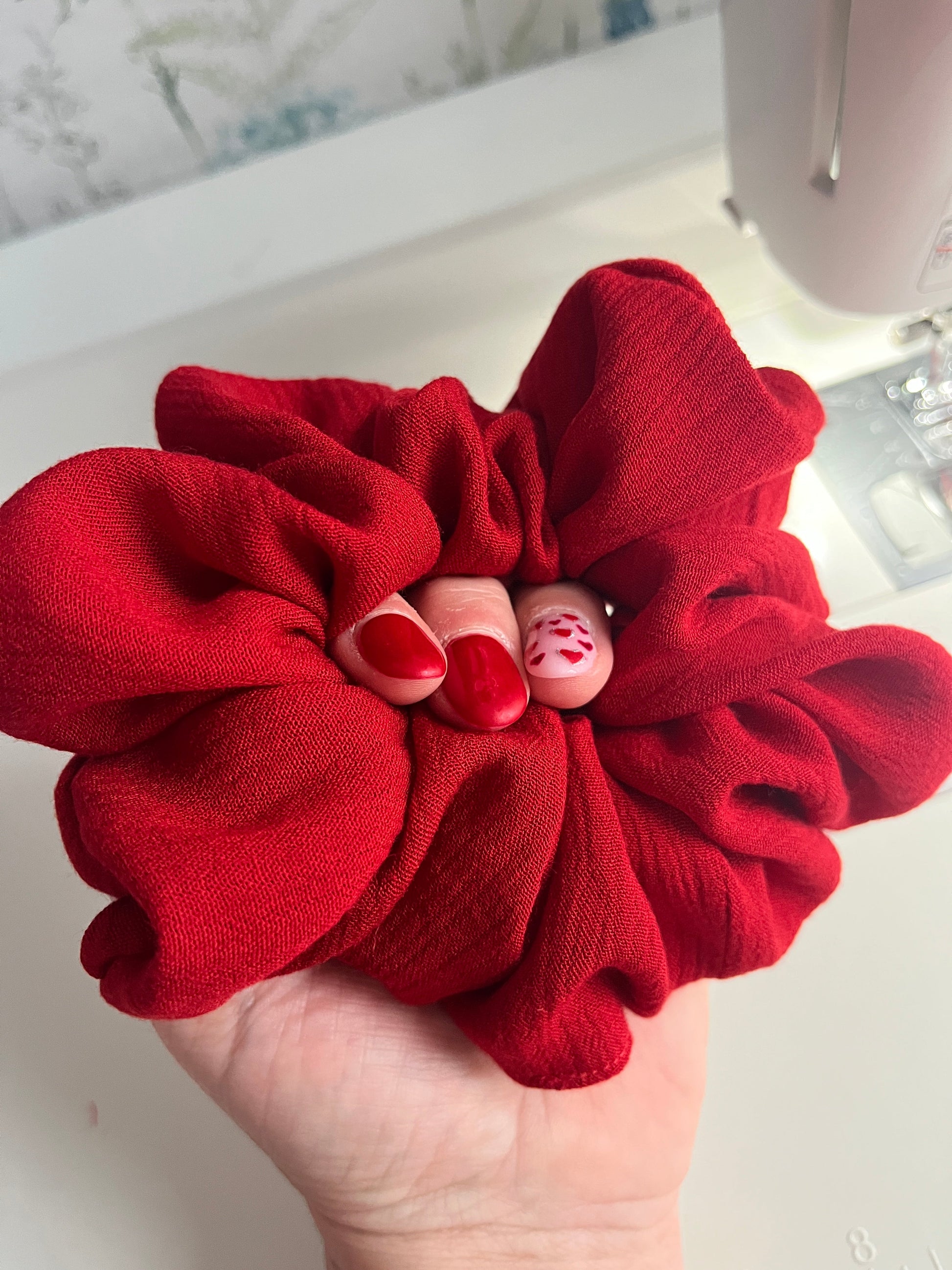 Luxury Red Scrunchie Set with Organza Bag - Limited Edition - HandmadeSewingAnna's