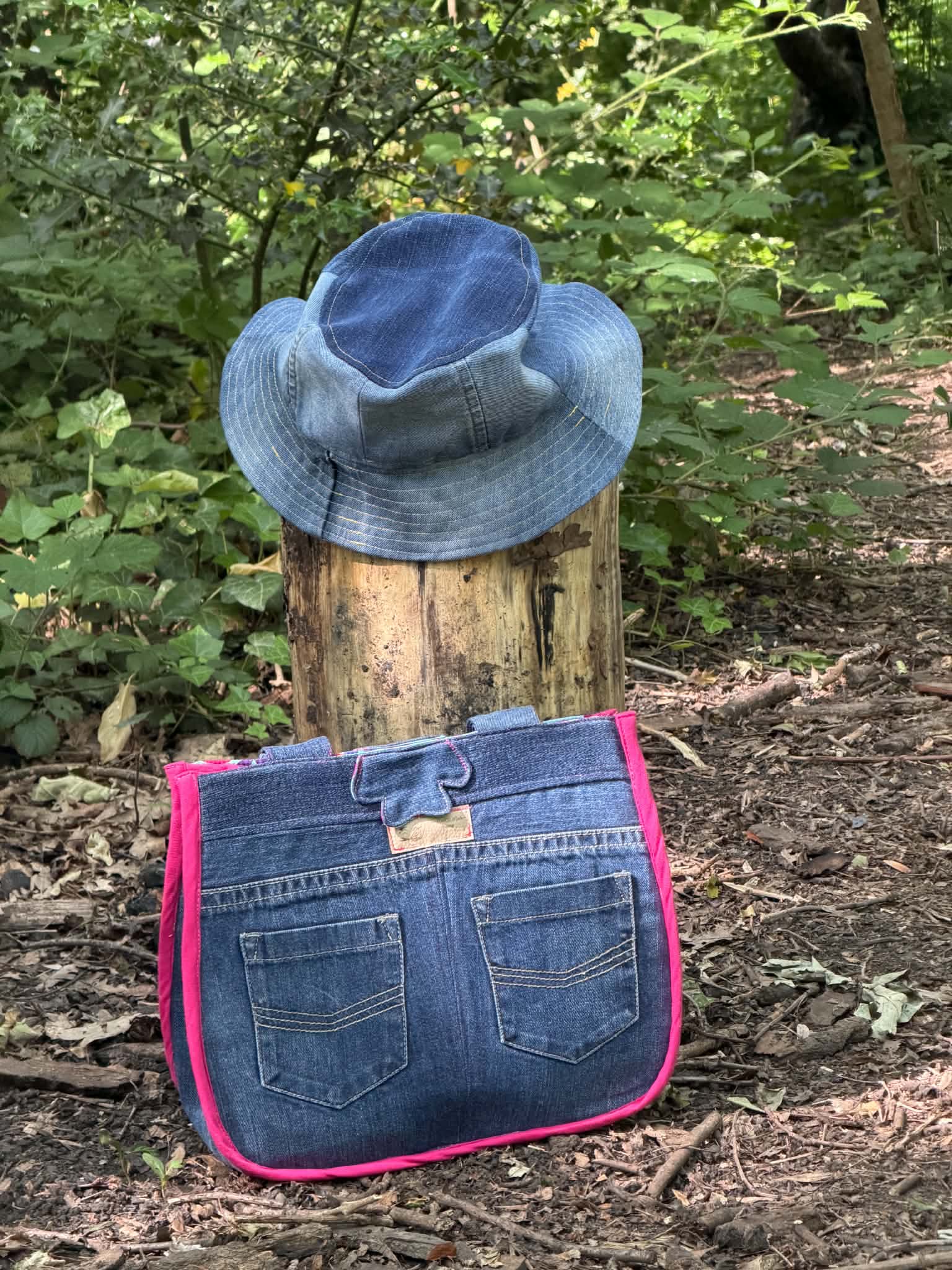 Handmade Upcycled Denim Set — Bag & Bucket Hat | Save 10% - HandmadeSewingAnna's