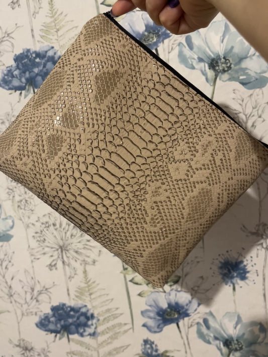 Gold Cosmetic Bag - Snake Skin Print Design
